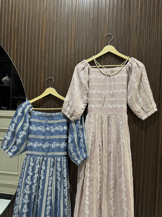 Chikankari Chiffon Corset Maxi Dress