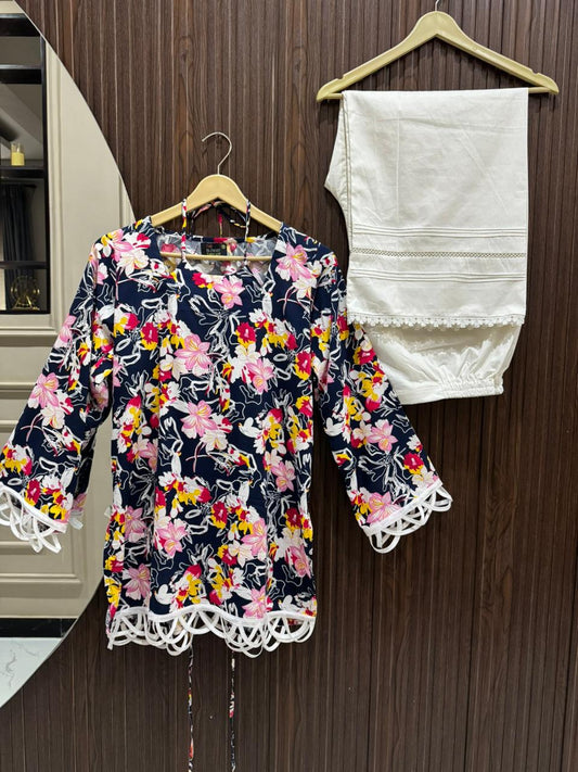 Soft Linen Corset Kurti with Cotton Flapper Trouser