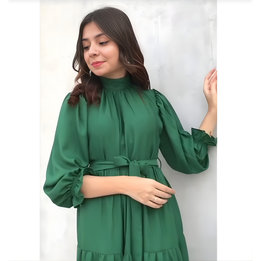 Emerald Grace – Imported Georgette Long Dress