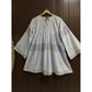 Blue Lawn Top with Bell Sleeves