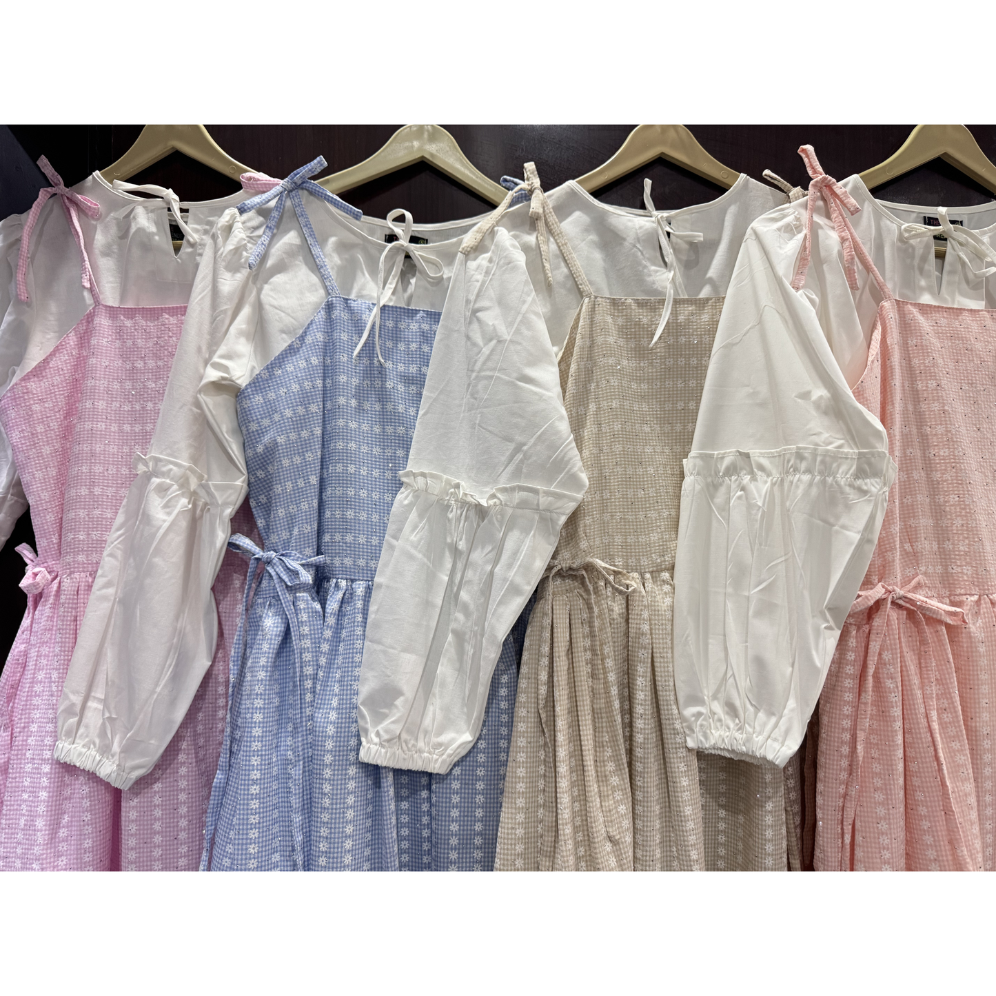 Stuff Mix Summer Cotton Dress | Korean Inspired | 4 Colors | Puff Sleeve