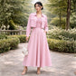 Jacket Style Georgette Maxi Dress for Women – Elegant Long Dress with Cropped Jacket