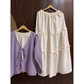 Layered Georgette Skirt Top Set for Women – Textured Tie-Front Top with Crepe Georgette Maxi Skirt