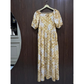 Mustard Lawn Chicken Kari Maxi Long Dress with Half Sleeves