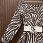 Women's Premium Imported Soft Georgette Zebra Print Maxi Dress with Waist Belt | Non See-Through|FLARE 120+ Inches