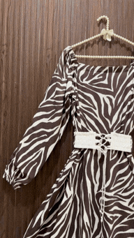 Women's Premium Imported Soft Georgette Zebra Print Maxi Dress with Waist Belt | Non See-Through|FLARE 120+ Inches