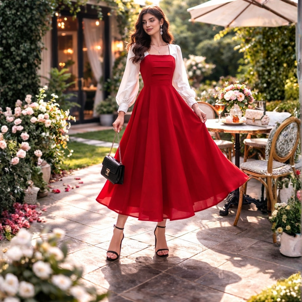 Georgette Pinterest Inspired Long Dress for Women – Elegant Flowy Maxi Dress
