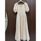 Cream Broshia Chicken Kari Long Dress for Women with Malai Lining – Elegant Modest Maxi Dress