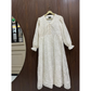 Milky White Chiffon Chicken Kari Long Dress for Women – Elegant Embroidered Maxi Dress with Malai Lining