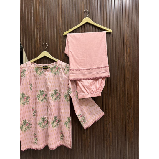 Lawn Embroidered Corset Kurti with Cotton Flapper