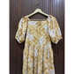 Mustard Lawn Chicken Kari Maxi Long Dress with Half Sleeves