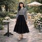 Striped Top with Black Georgette Skirt Set – Elegant Women Skirt Top Outfit