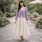 Layered Georgette Skirt Top Set for Women – Textured Tie-Front Top with Crepe Georgette Maxi Skirt