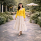 Layered Georgette Skirt Top Set for Women – Textured Tie-Front Top with Crepe Georgette Maxi Skirt