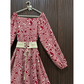 Women's Premium Soft Georgette Printed Maxi Dress with Waist Belt  | Non See-Through |FLARE 120+ Inches