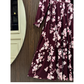 Women's Soft Linen Floral Long Dress – Lightweight Summer Maxi Dress (Maroon)