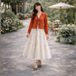 Layered Georgette Skirt Top Set for Women – Textured Tie-Front Top with Crepe Georgette Maxi Skirt