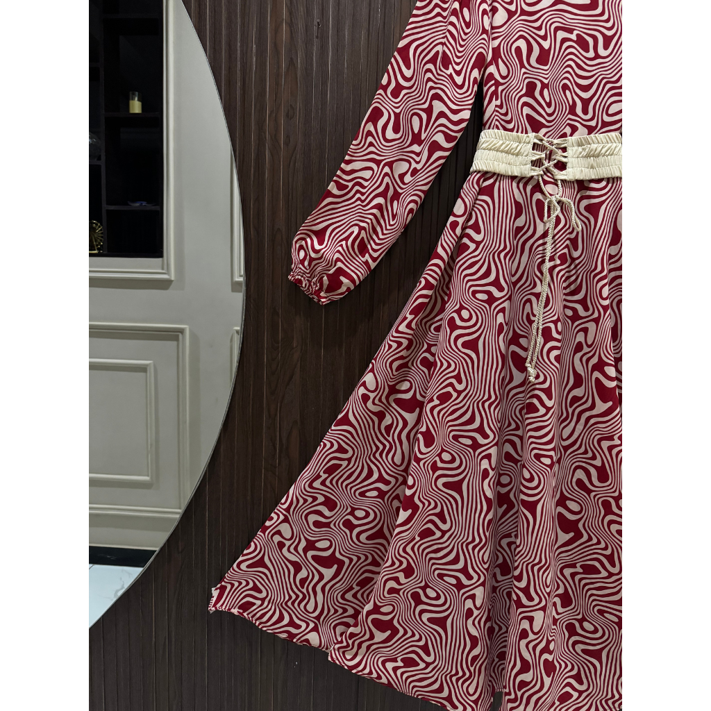 Women's Premium Soft Georgette Printed Maxi Dress with Waist Belt  | Non See-Through |FLARE 120+ Inches