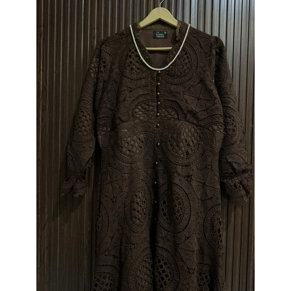 Imported Qureshia Long Dress for Women – Elegant Embroidered Maxi Dress with Malai Lining