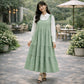 Korean Inspired Crushed Georgette Maxi Dress with Cotton Shirt – Pinterest Style Layered Outfit for Women