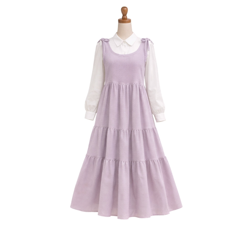Korean Inspired Crushed Georgette Maxi Dress with Cotton Shirt – Pinterest Style Layered Outfit for Women