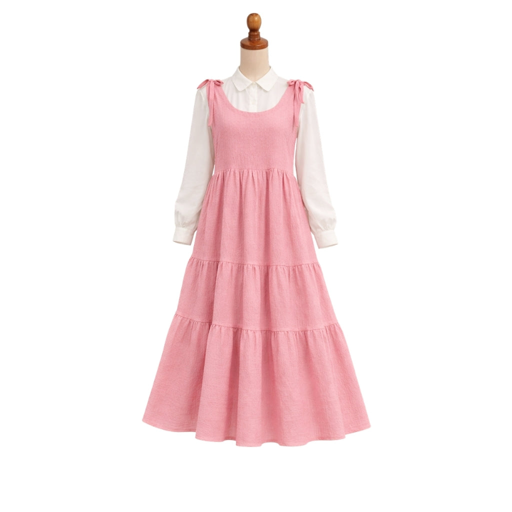 Korean Inspired Crushed Georgette Maxi Dress with Cotton Shirt – Pinterest Style Layered Outfit for Women