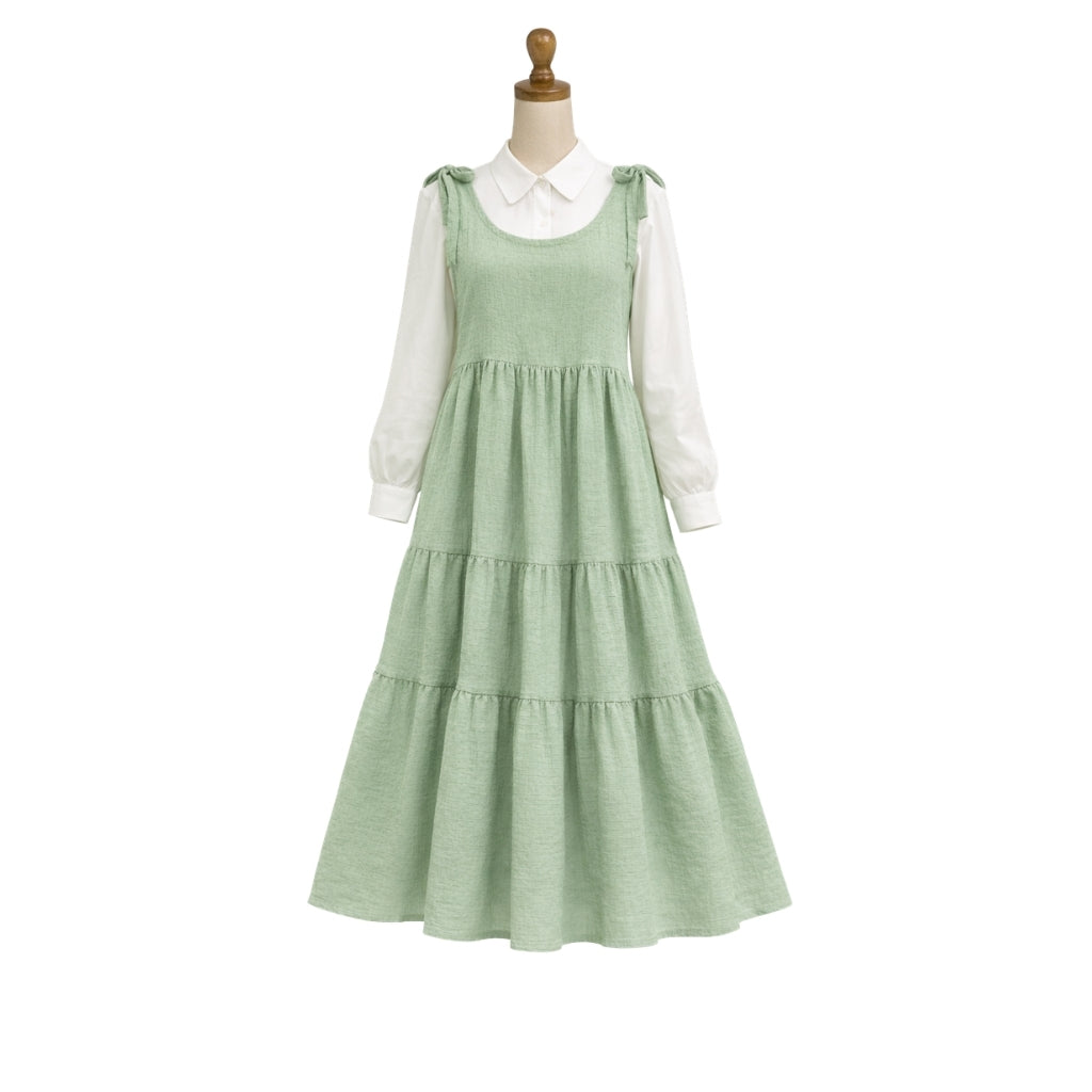 Korean Inspired Crushed Georgette Maxi Dress with Cotton Shirt – Pinterest Style Layered Outfit for Women