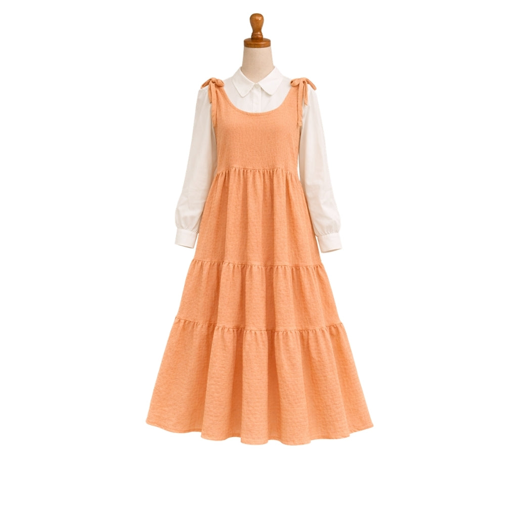 Korean Inspired Crushed Georgette Maxi Dress with Cotton Shirt – Pinterest Style Layered Outfit for Women