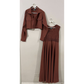 Jacket Style Georgette Maxi Dress for Women – Elegant Long Dress with Cropped Jacket