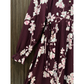 Women's Soft Linen Floral Long Dress – Lightweight Summer Maxi Dress (Maroon)
