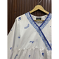 Printed White Lawn Top with Blue Border