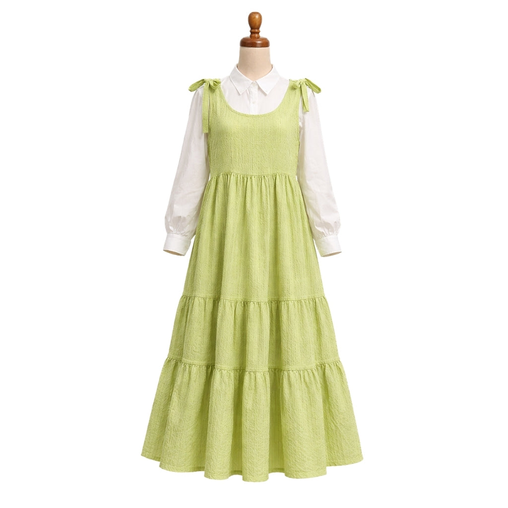 Korean Inspired Crushed Georgette Maxi Dress with Cotton Shirt – Pinterest Style Layered Outfit for Women