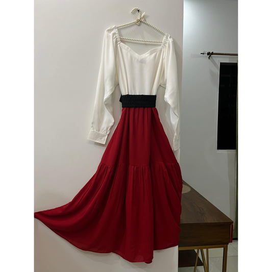 Geet Inspired Georgette Long Dress – Elegant Flowy Maxi Dress for Women