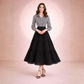 Striped Top with Black Georgette Skirt Set – Elegant Women Skirt Top Outfit