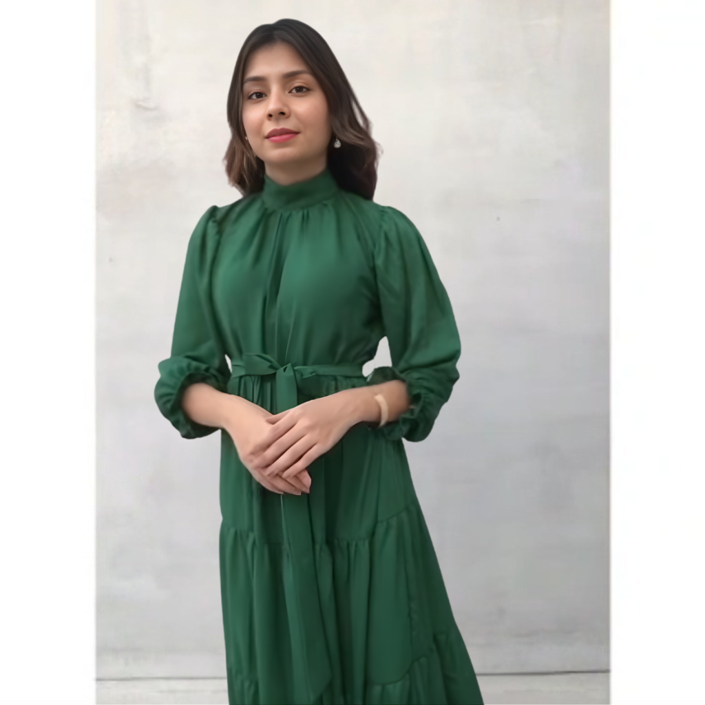 Emerald Grace – Imported Georgette Long Dress