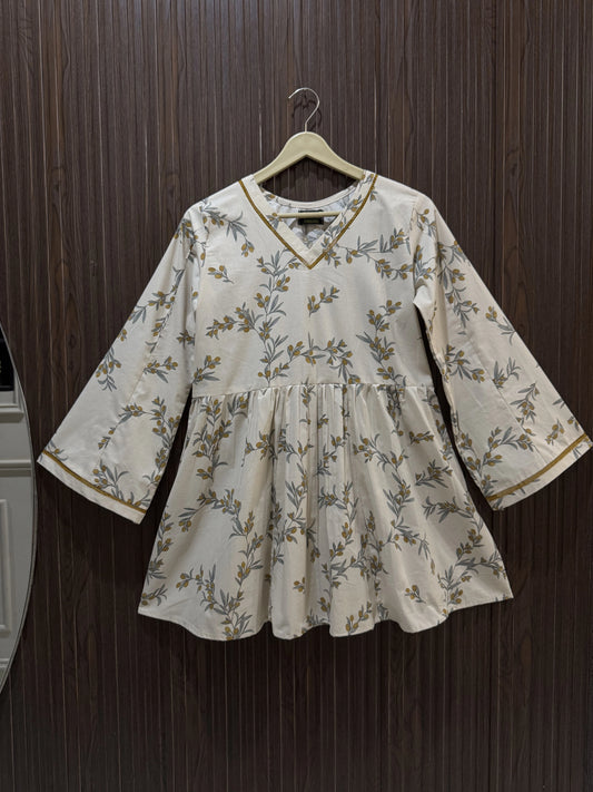 Ivory Bloom Printed Cotton Top
