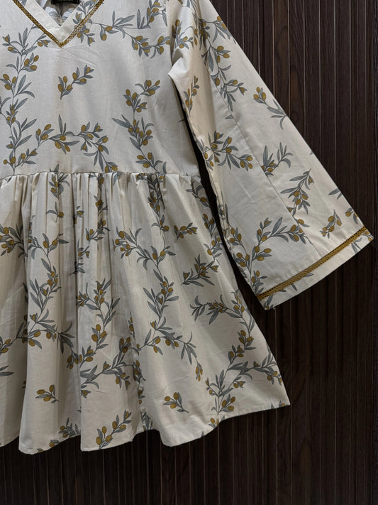 Ivory Bloom Printed Cotton Top