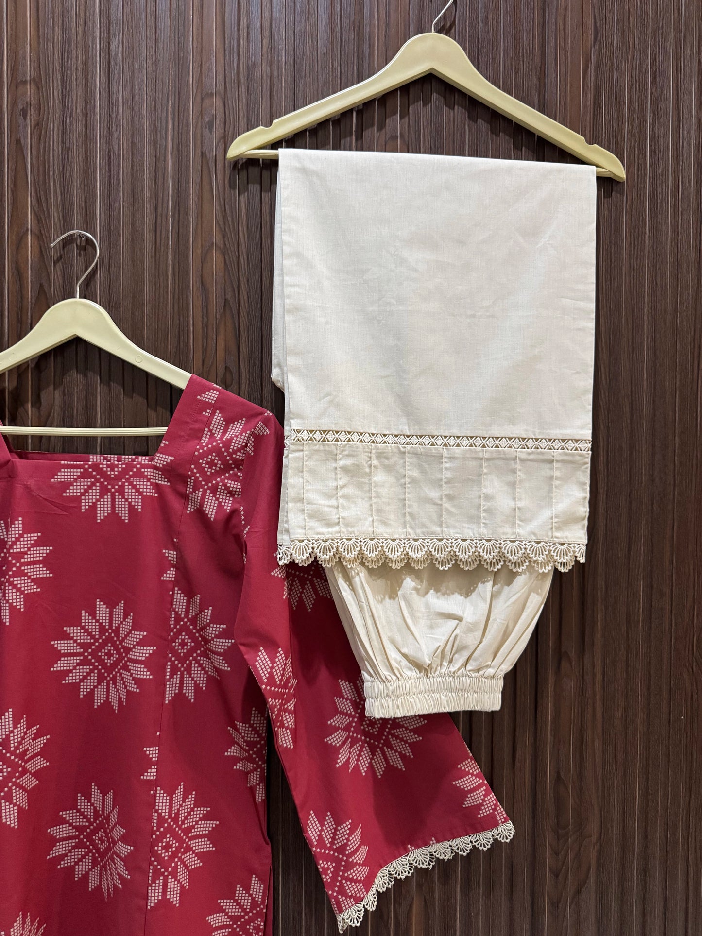 Maroon Corset Kurti with Beige Flapper Trouser – 2 Piece
