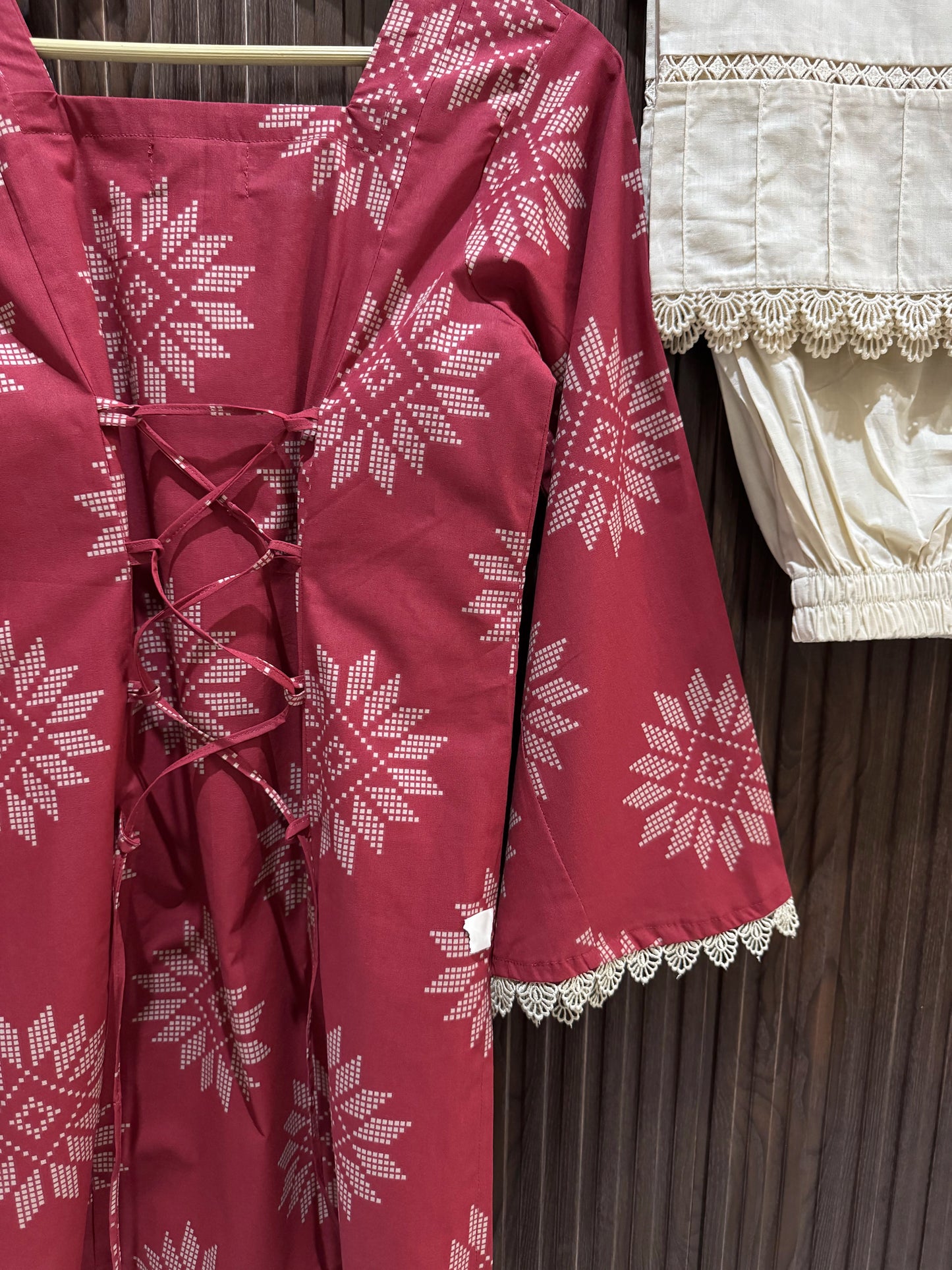 Maroon Corset Kurti with Beige Flapper Trouser – 2 Piece