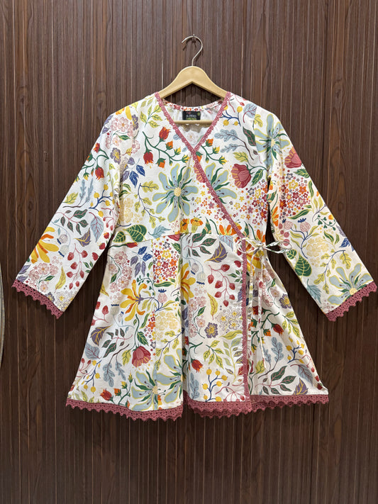 Multi Floral Printed Cotton Angrakha