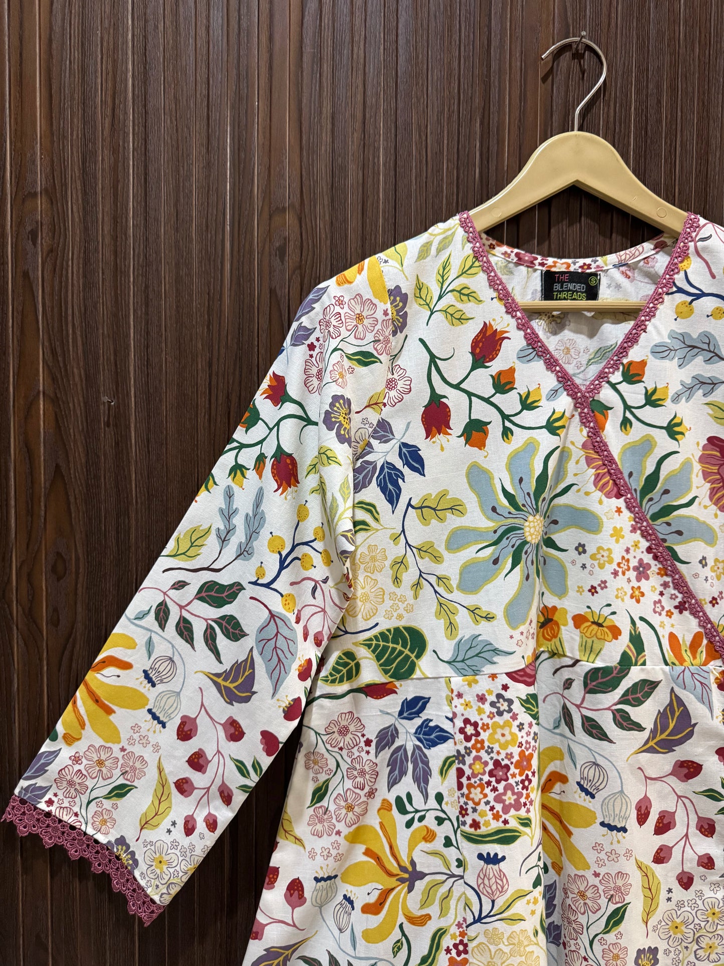 Multi Floral Printed Cotton Angrakha