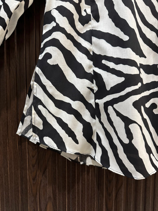 Black & White Zebra Printed Cotton Kurta