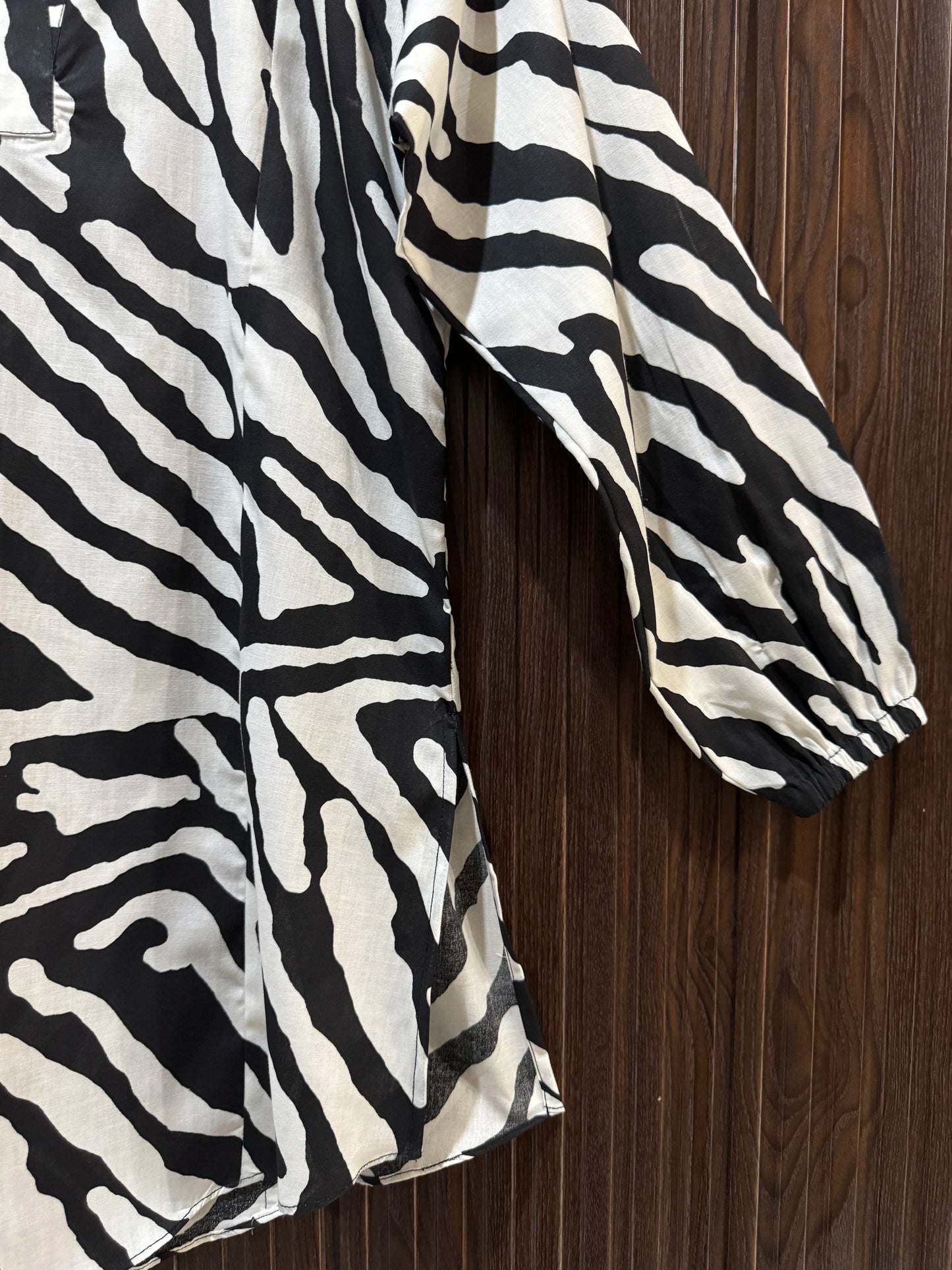 Black & White Zebra Printed Cotton Kurta