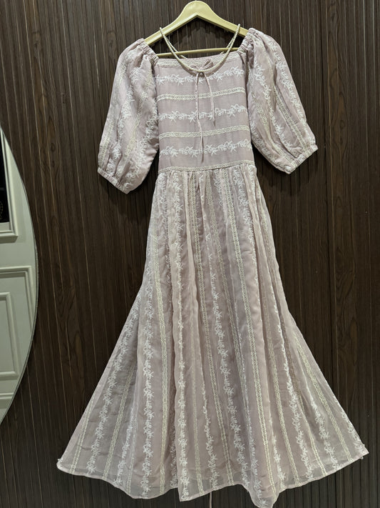 Chikankari Chiffon Corset Maxi Dress