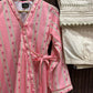 Pink Wrap Top with Cotton Flapper – Stylish Printed Summer Outfit for Women | Casual Wear