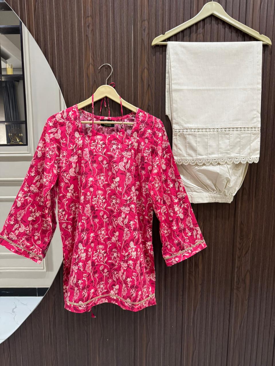 Printed Stuff Lawn Corset Kurti with Cotton Flapper Trouser